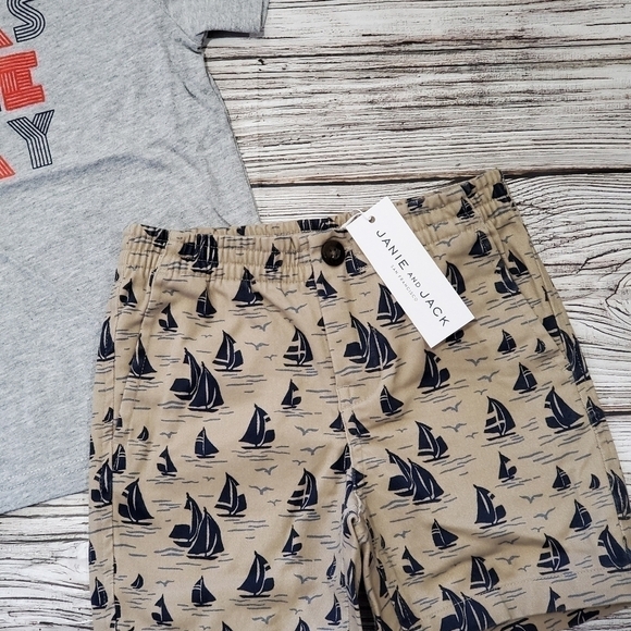 Janie and Jack Nautical Set Seas the Day Summer Set 100% Cotton NWT - Picture 4 of 8